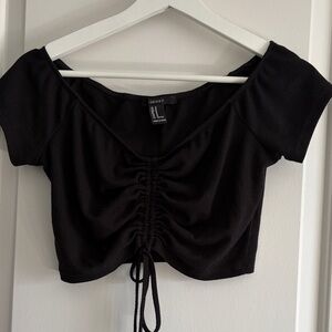 Forever 21 Black Ruched Crop Top